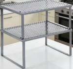 Set of 2 Stackable & Expandable Metal Spice Racks (Silver)