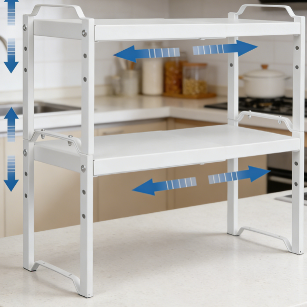 Set of 2 Stackable & Expandable Kitchen Shelves (52cm)