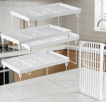 Set of 4 Stackable & Foldable Plastic Kitchen Shelves (White)